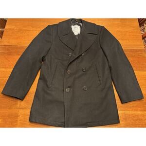 Size 40 R DSCP Quarterdeck Collection Navy Pea Coat Black Wool Sterlingwear